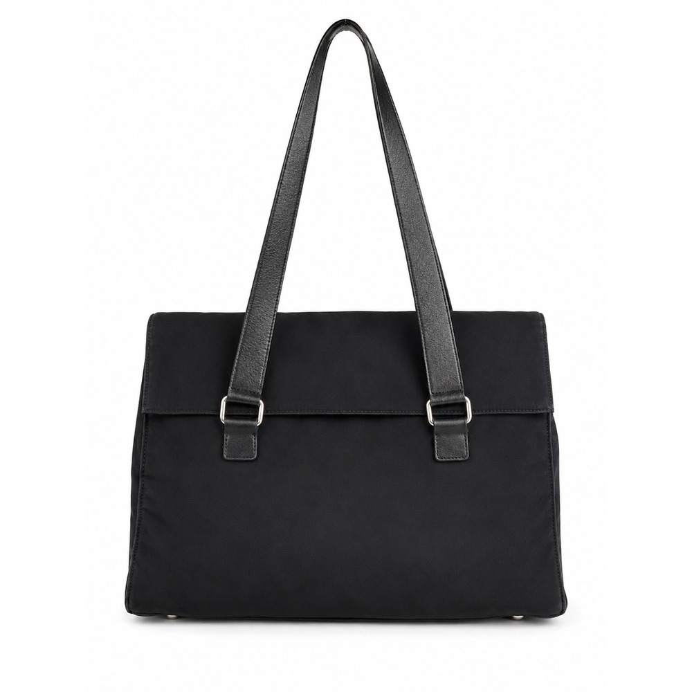 Hobo International Black Nylon Briefcase Tote Everyday Laptop Bag Shoulder Bag